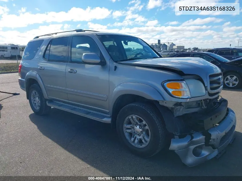 2003 Toyota Sequoia Sr5 V8 VIN: 5TDZT34A63S168326 Lot: 40847881