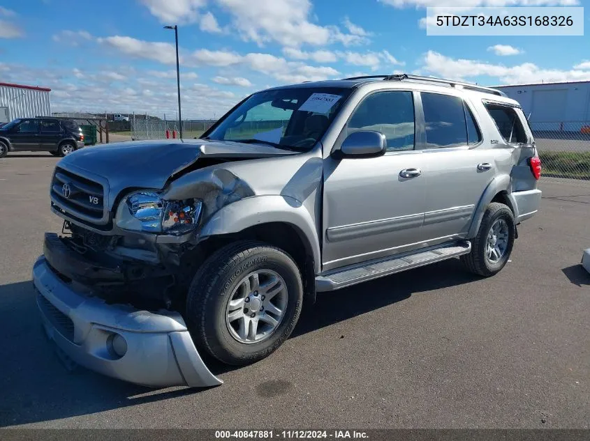 2003 Toyota Sequoia Sr5 V8 VIN: 5TDZT34A63S168326 Lot: 40847881