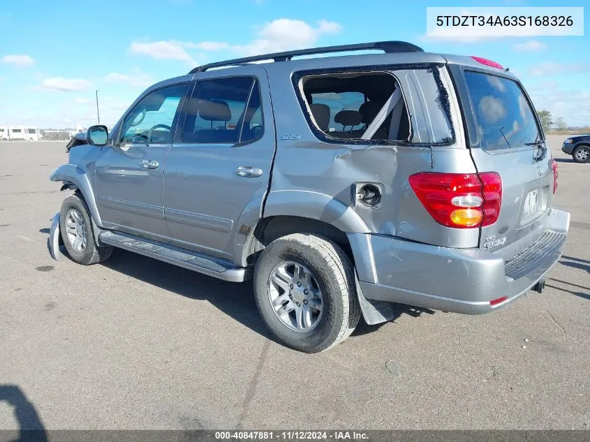 2003 Toyota Sequoia Sr5 V8 VIN: 5TDZT34A63S168326 Lot: 40847881