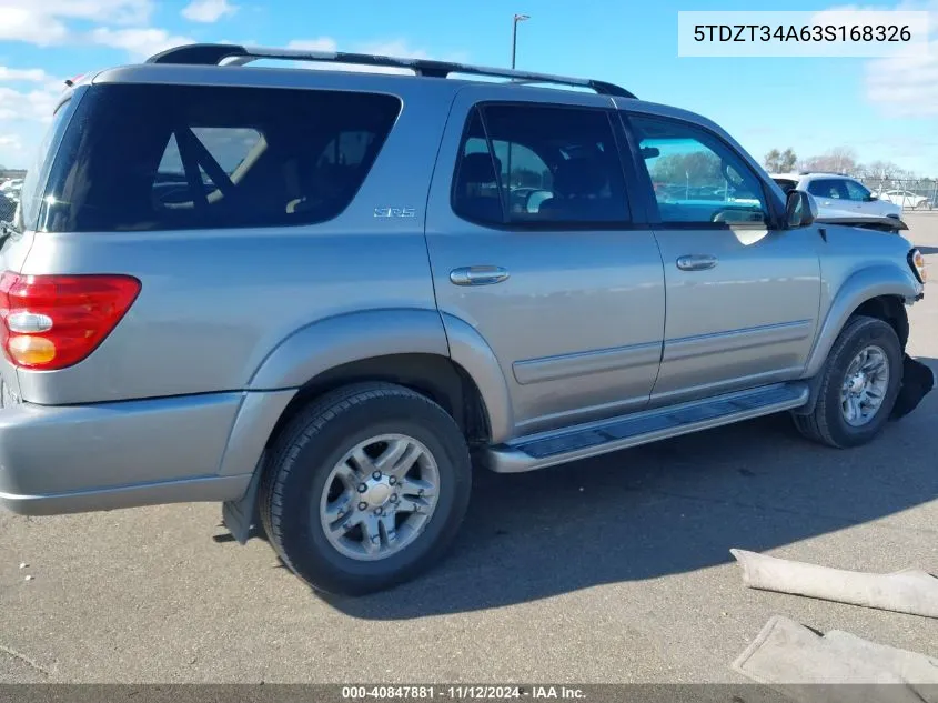 2003 Toyota Sequoia Sr5 V8 VIN: 5TDZT34A63S168326 Lot: 40847881