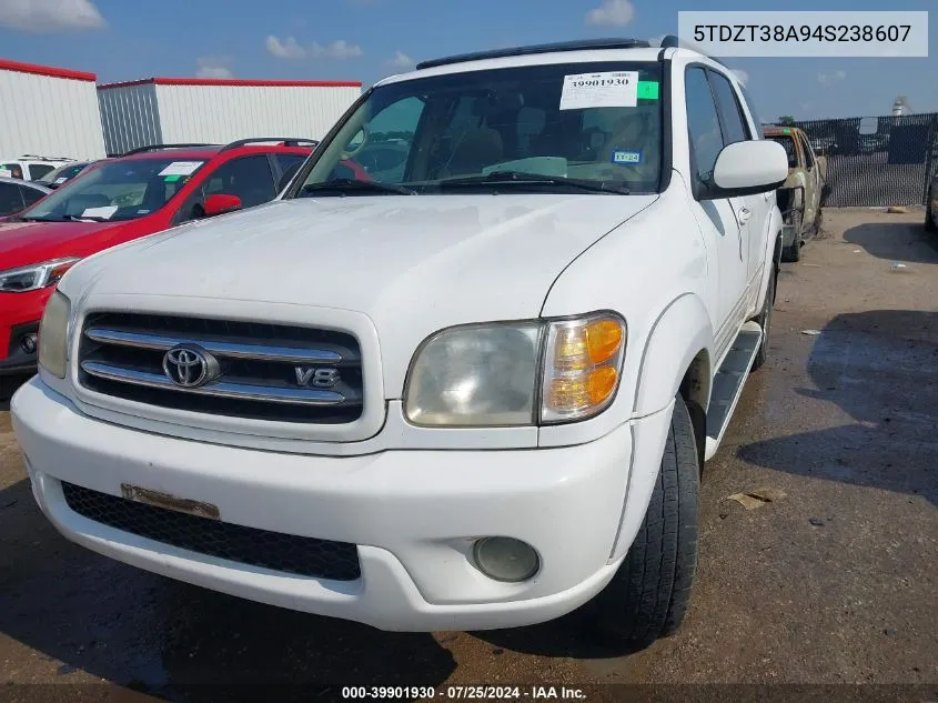 2004 Toyota Sequoia Limited V8 VIN: 5TDZT38A94S238607 Lot: 39901930