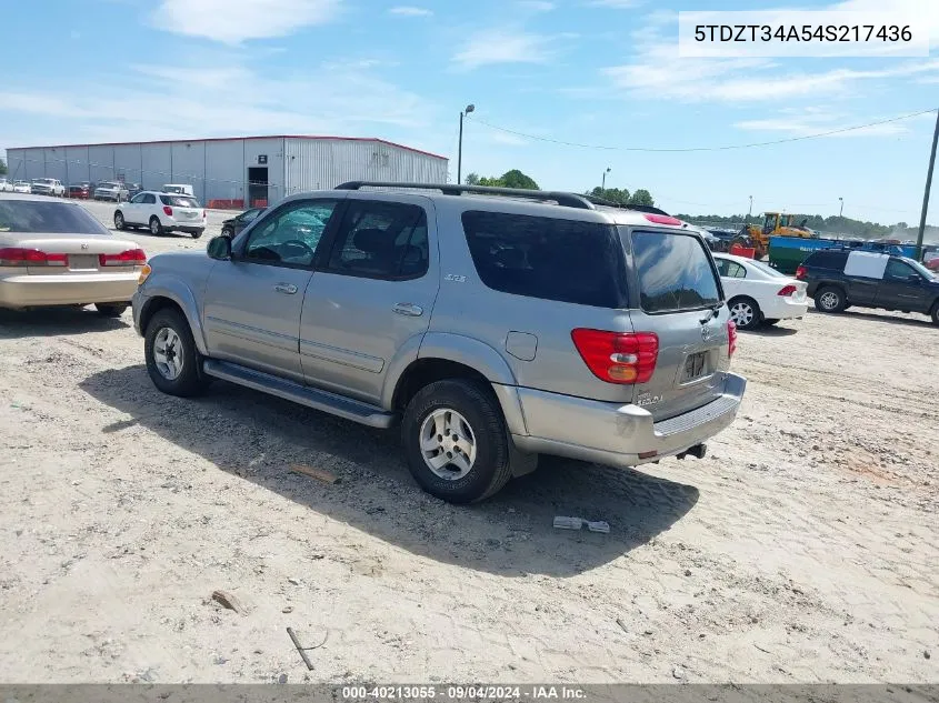 2004 Toyota Sequoia Sr5 V8 VIN: 5TDZT34A54S217436 Lot: 40213055