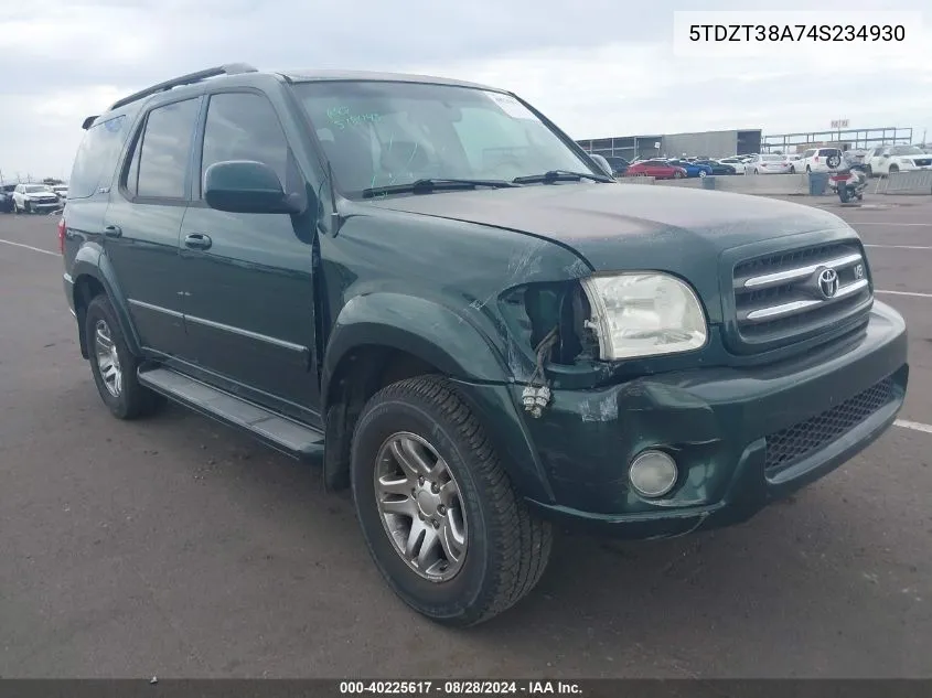 2004 Toyota Sequoia Limited V8 VIN: 5TDZT38A74S234930 Lot: 40225617