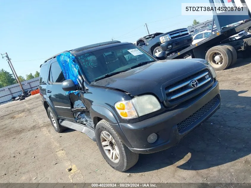 2004 Toyota Sequoia Limited V8 VIN: 5TDZT38A14S208761 Lot: 40230924