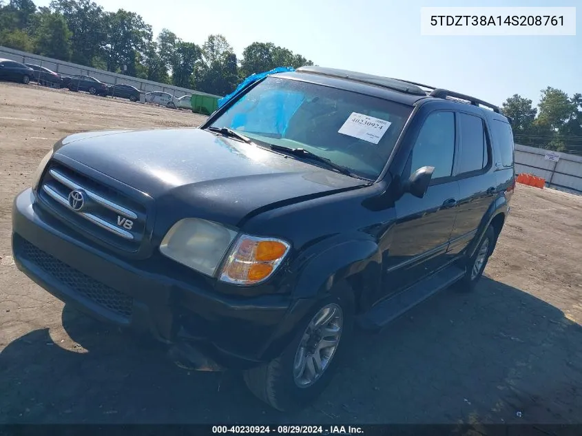 2004 Toyota Sequoia Limited V8 VIN: 5TDZT38A14S208761 Lot: 40230924