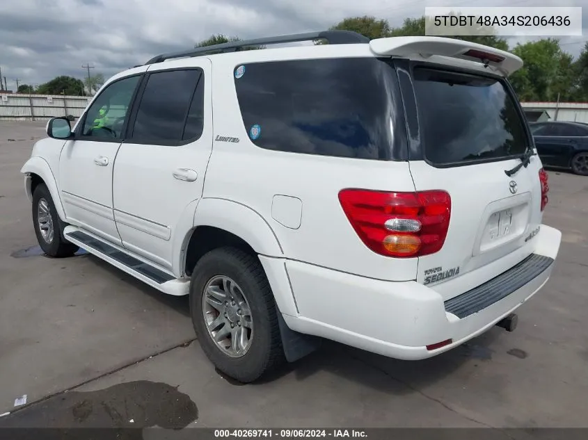 2004 Toyota Sequoia Limited V8 VIN: 5TDBT48A34S206436 Lot: 40635606