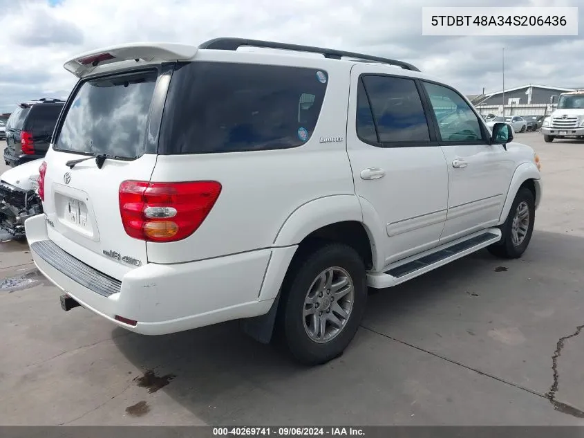 2004 Toyota Sequoia Limited V8 VIN: 5TDBT48A34S206436 Lot: 40635606