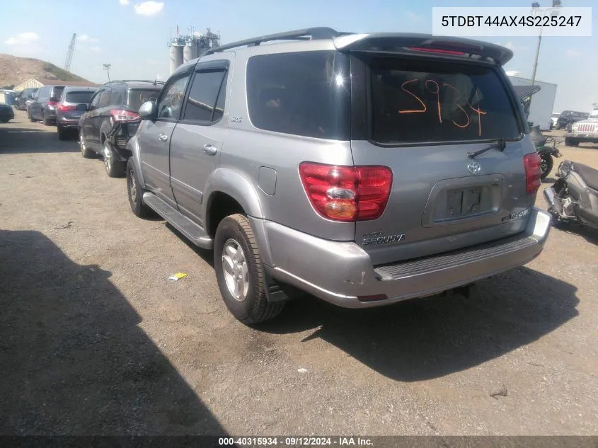 2004 Toyota Sequoia Sr5 V8 VIN: 5TDBT44AX4S225247 Lot: 40315934