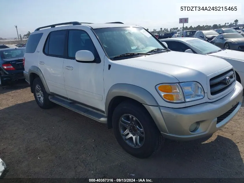 5TDZT34A24S215465 2004 Toyota Sequoia Sr5 V8