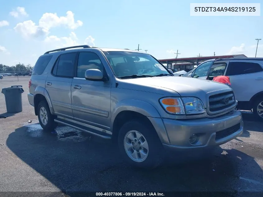 2004 Toyota Sequoia Sr5 V8 VIN: 5TDZT34A94S219125 Lot: 40377806