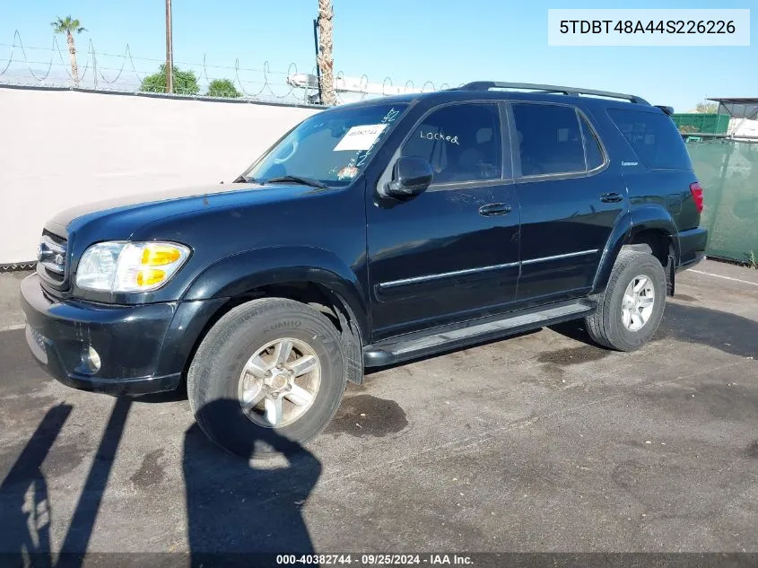 2004 Toyota Sequoia Limited V8 VIN: 5TDBT48A44S226226 Lot: 40382744