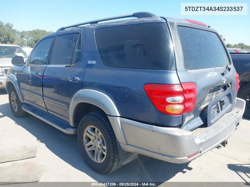 2004 Toyota Sequoia Sr5 V8 VIN: 5TDZT34A34S233537 Lot: 40437206