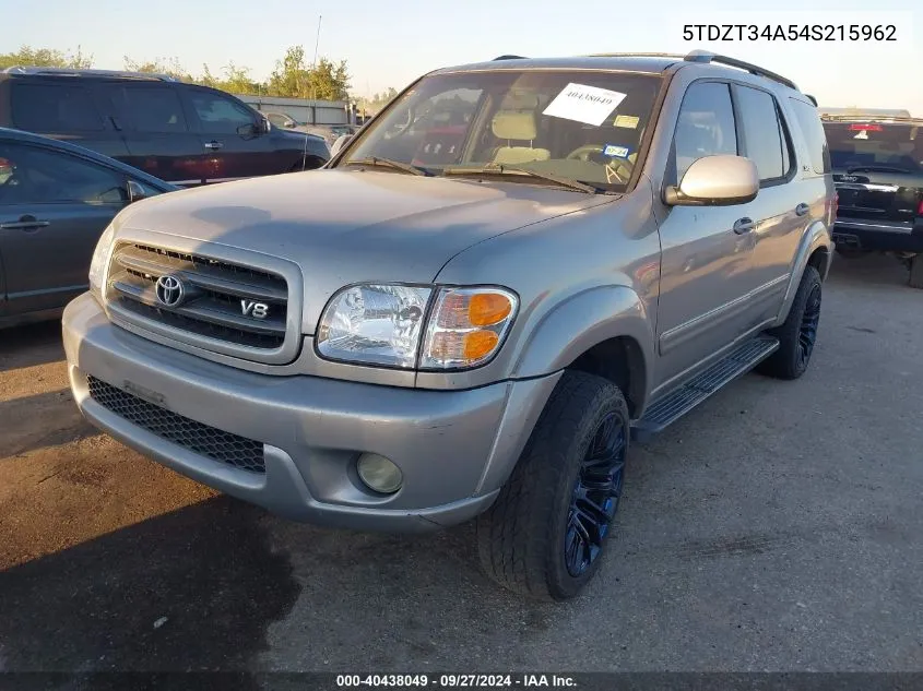 2004 Toyota Sequoia Sr5 V8 VIN: 5TDZT34A54S215962 Lot: 40438049