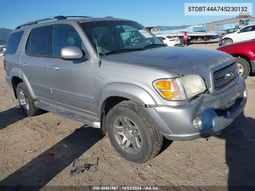 2004 Toyota Sequoia Sr5 V8 VIN: 5TDBT44A74S230132 Lot: 40481967