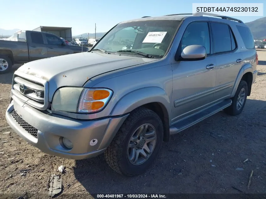 2004 Toyota Sequoia Sr5 V8 VIN: 5TDBT44A74S230132 Lot: 40481967