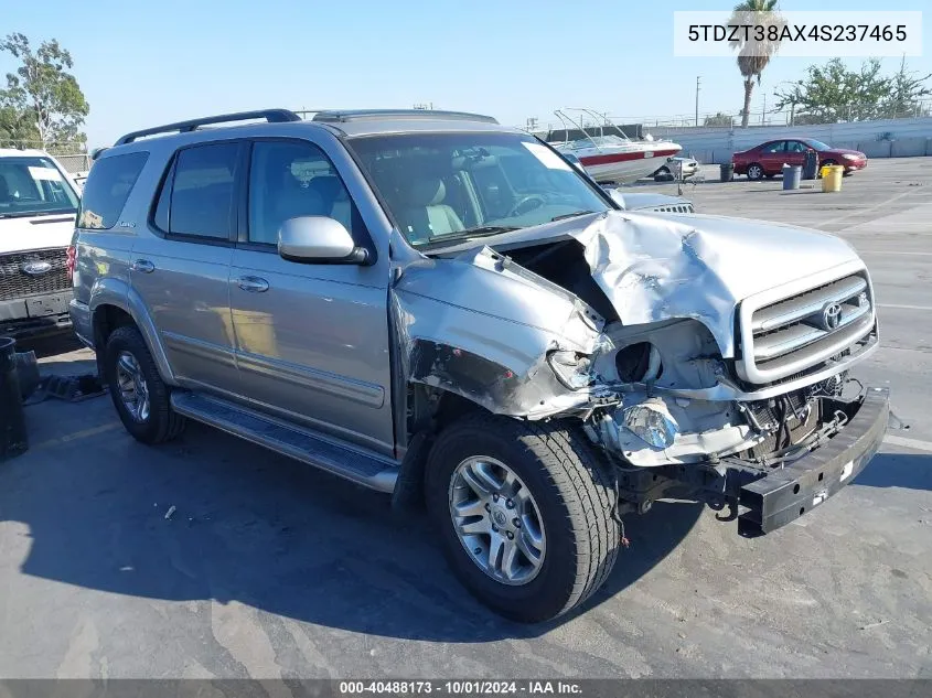 2004 Toyota Sequoia Limited V8 VIN: 5TDZT38AX4S237465 Lot: 40488173