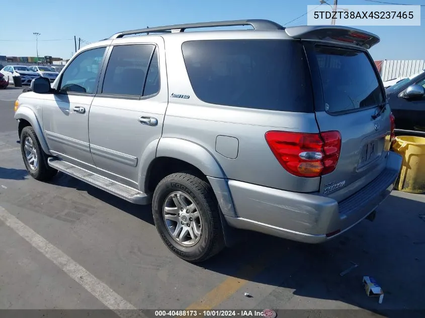 2004 Toyota Sequoia Limited V8 VIN: 5TDZT38AX4S237465 Lot: 40488173