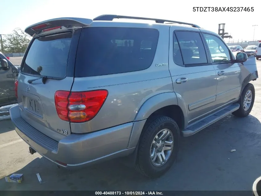 2004 Toyota Sequoia Limited V8 VIN: 5TDZT38AX4S237465 Lot: 40488173