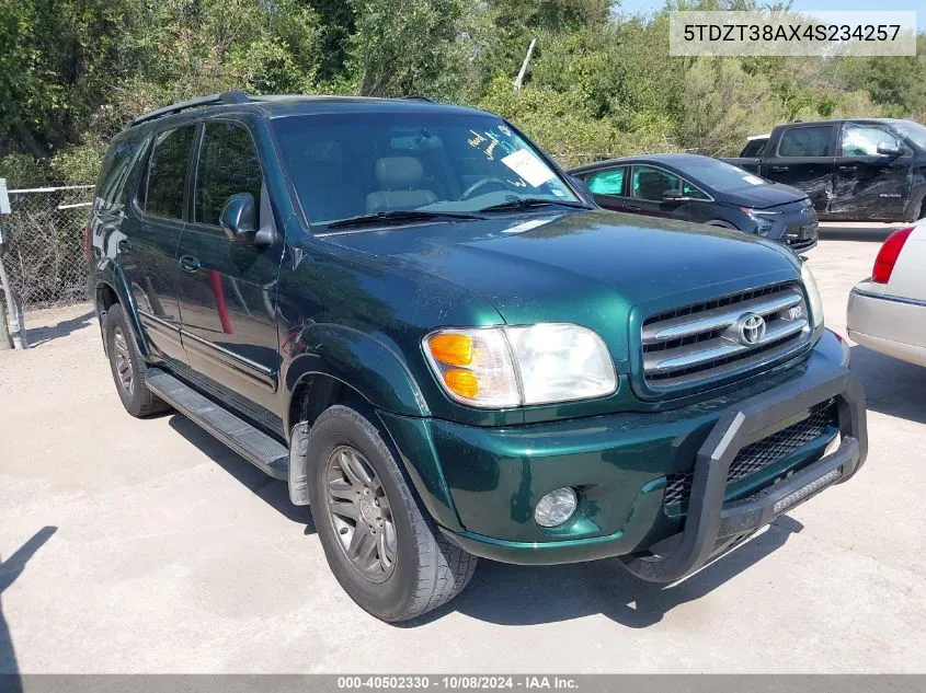 2004 Toyota Sequoia Limited V8 VIN: 5TDZT38AX4S234257 Lot: 40502330