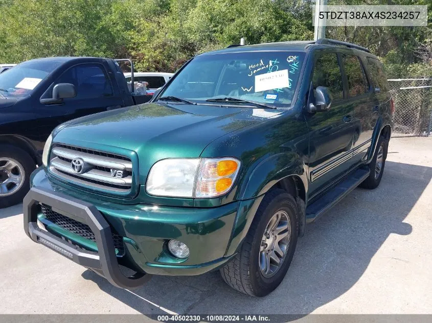 2004 Toyota Sequoia Limited V8 VIN: 5TDZT38AX4S234257 Lot: 40502330