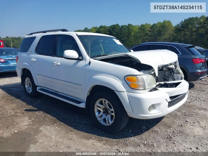 2004 Toyota Sequoia Limited V8 VIN: 5TDZT38A14S234115 Lot: 40525340