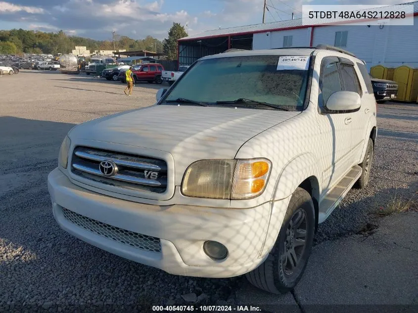 2004 Toyota Sequoia Limited V8 VIN: 5TDBT48A64S212828 Lot: 40540745