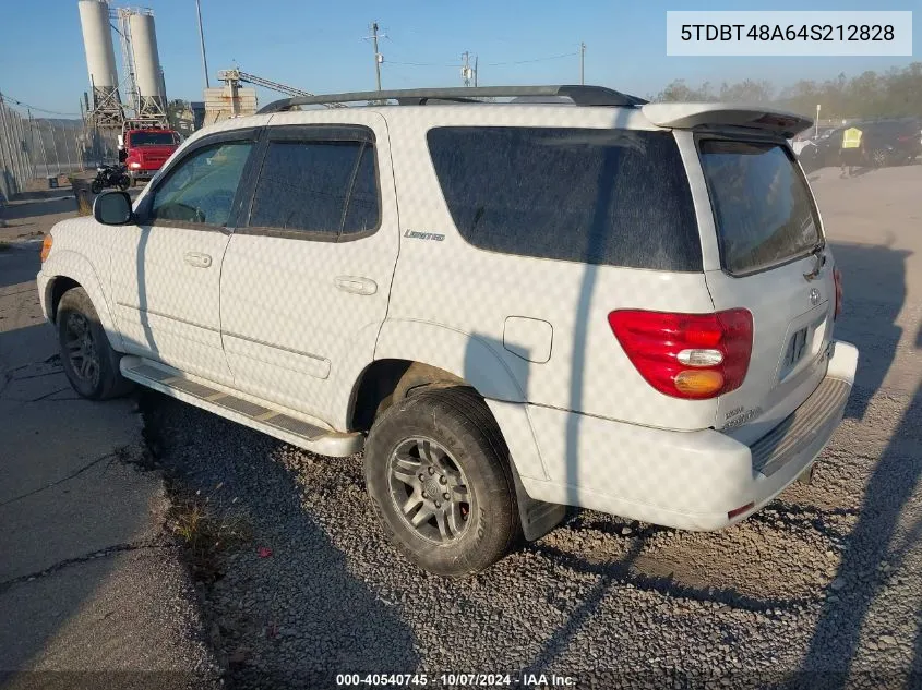 2004 Toyota Sequoia Limited V8 VIN: 5TDBT48A64S212828 Lot: 40540745