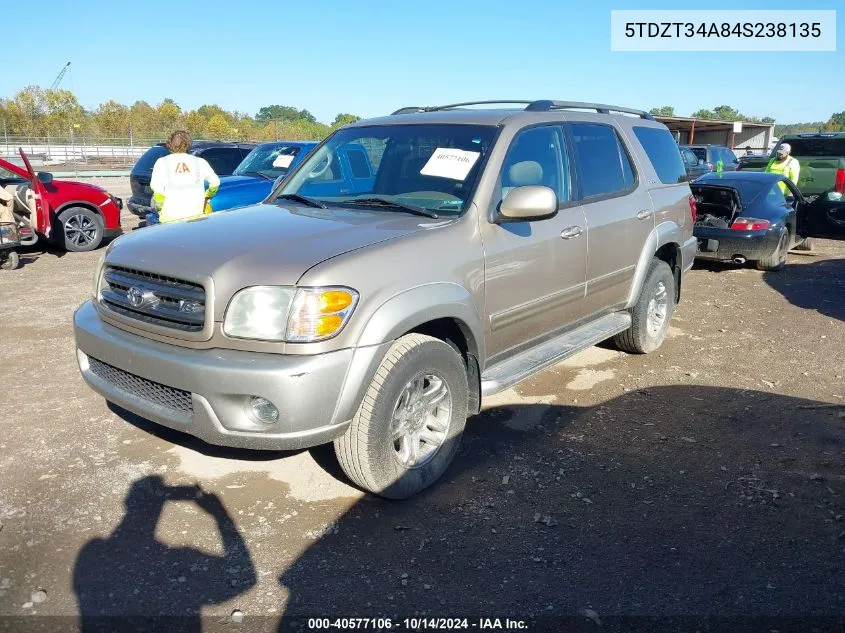 2004 Toyota Sequoia Sr5 V8 VIN: 5TDZT34A84S238135 Lot: 40577106