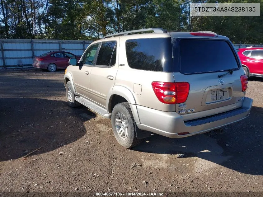 2004 Toyota Sequoia Sr5 V8 VIN: 5TDZT34A84S238135 Lot: 40577106