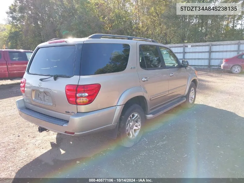 2004 Toyota Sequoia Sr5 V8 VIN: 5TDZT34A84S238135 Lot: 40577106