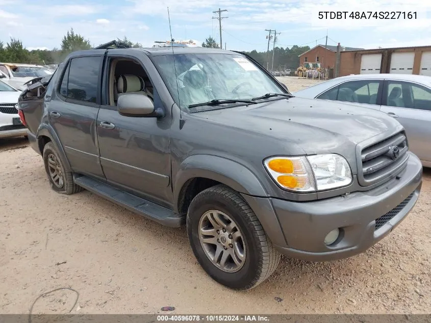 2004 Toyota Sequoia Limited V8 VIN: 5TDBT48A74S227161 Lot: 40596078