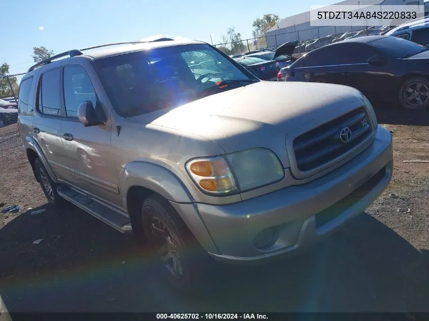 2004 Toyota Sequoia Sr5 V8 VIN: 5TDZT34A84S220833 Lot: 40625702