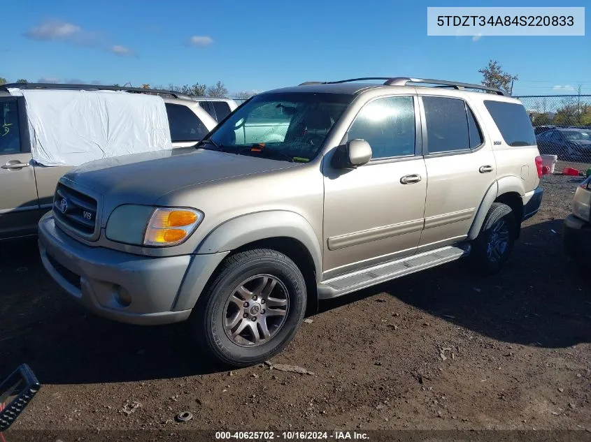 2004 Toyota Sequoia Sr5 V8 VIN: 5TDZT34A84S220833 Lot: 40625702