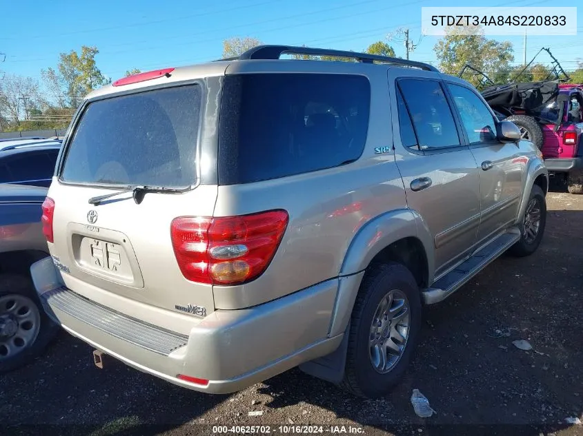 2004 Toyota Sequoia Sr5 V8 VIN: 5TDZT34A84S220833 Lot: 40625702