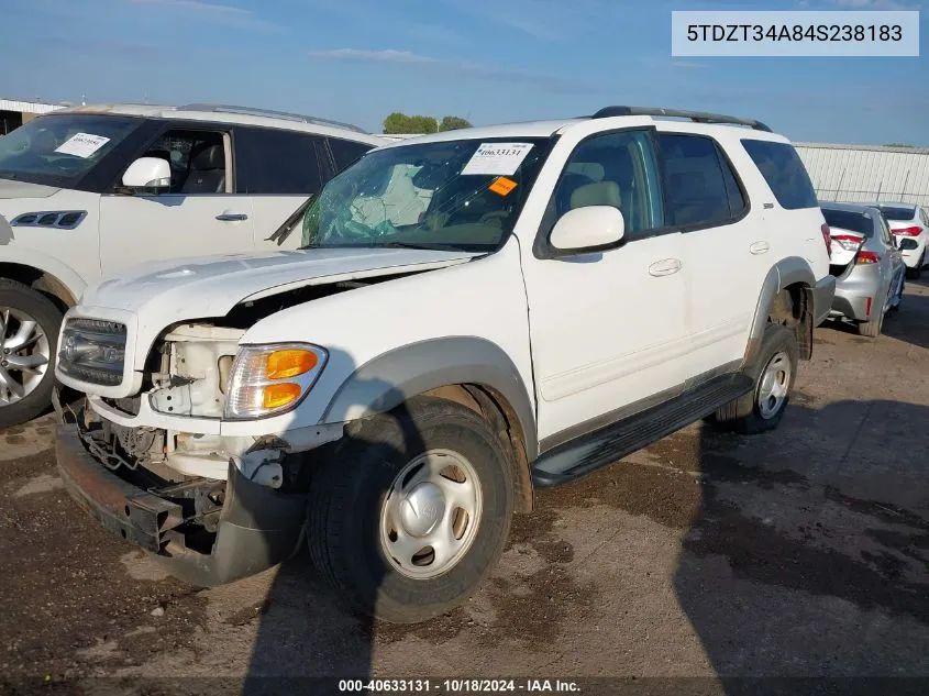 2004 Toyota Sequoia Sr5 V8 VIN: 5TDZT34A84S238183 Lot: 40633131