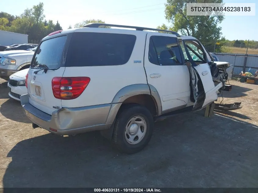 2004 Toyota Sequoia Sr5 V8 VIN: 5TDZT34A84S238183 Lot: 40633131