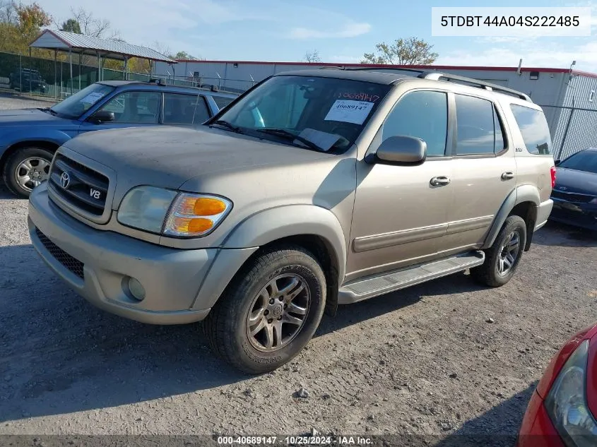 2004 Toyota Sequoia Sr5 V8 VIN: 5TDBT44A04S222485 Lot: 40689147