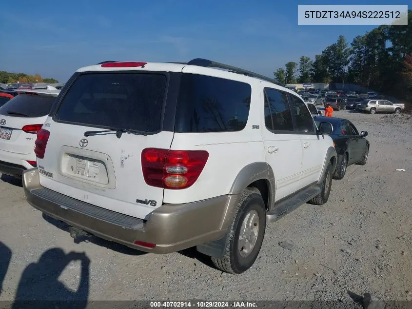 5TDZT34A94S222512 2004 Toyota Sequoia Sr5 V8