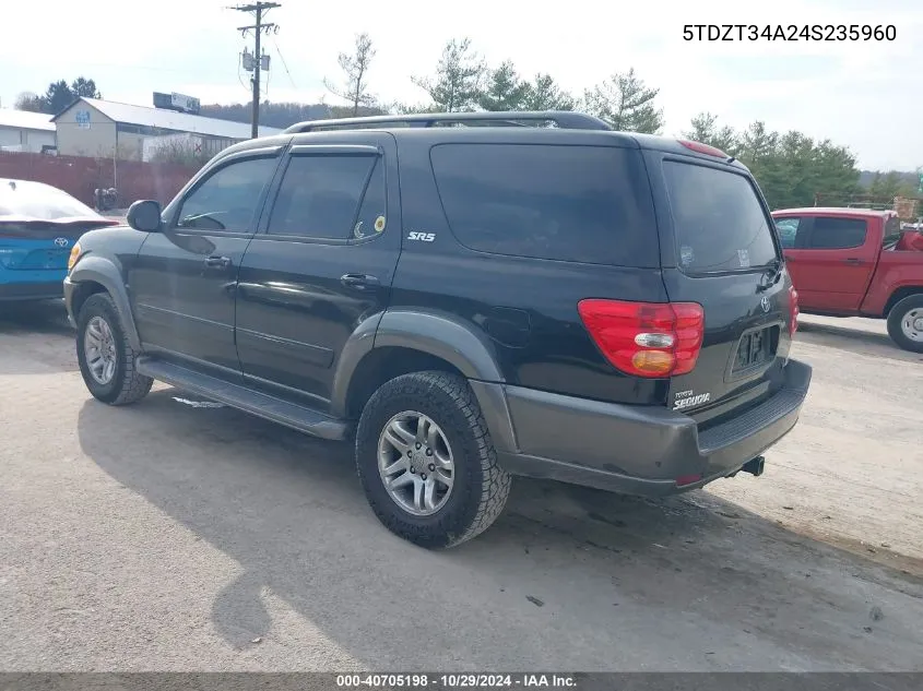 2004 Toyota Sequoia Sr5 V8 VIN: 5TDZT34A24S235960 Lot: 40705198