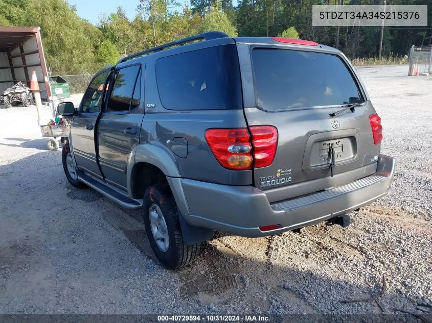 2004 Toyota Sequoia Sr5 V8 VIN: 5TDZT34A34S215376 Lot: 40729594