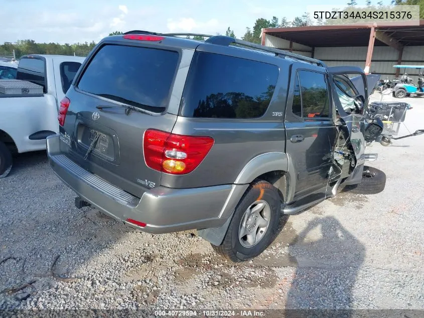 2004 Toyota Sequoia Sr5 V8 VIN: 5TDZT34A34S215376 Lot: 40729594