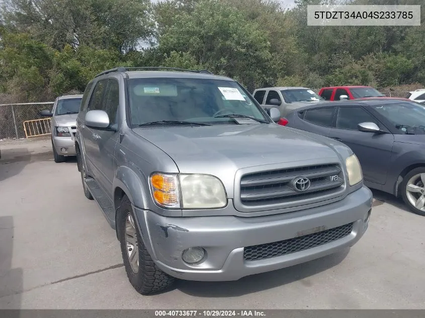 2004 Toyota Sequoia Sr5 V8 VIN: 5TDZT34A04S233785 Lot: 40733677