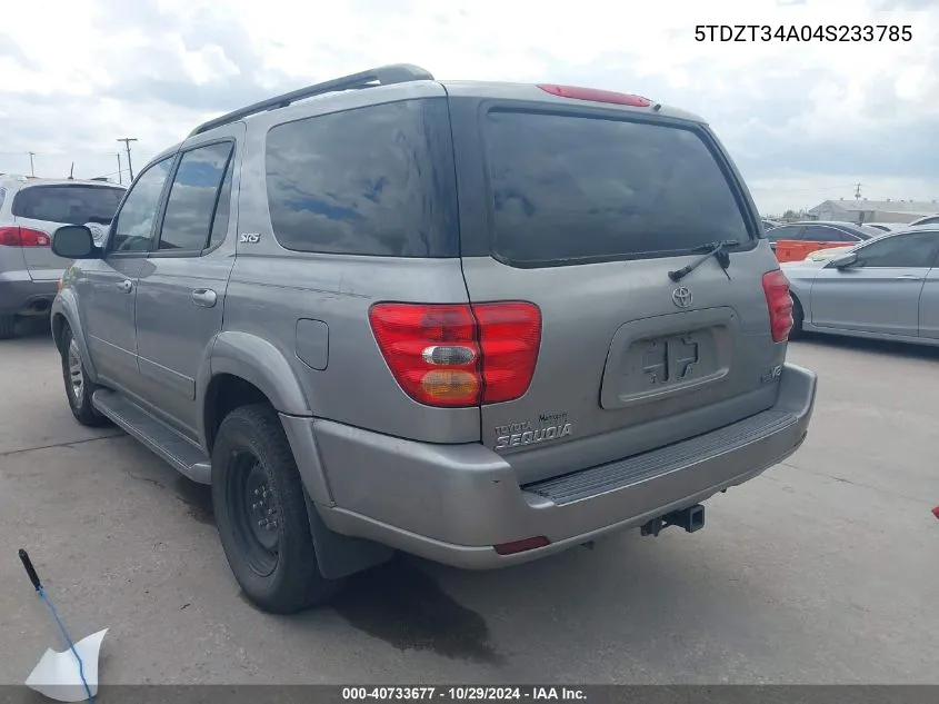 2004 Toyota Sequoia Sr5 V8 VIN: 5TDZT34A04S233785 Lot: 40733677