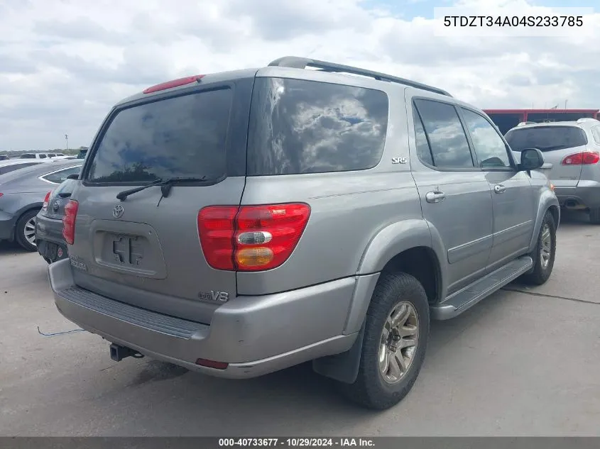 2004 Toyota Sequoia Sr5 V8 VIN: 5TDZT34A04S233785 Lot: 40733677