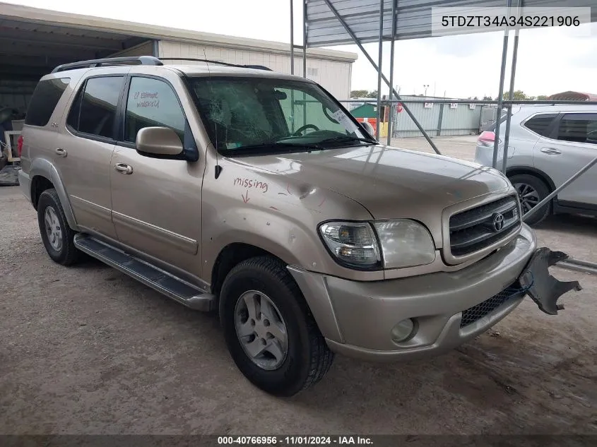 2004 Toyota Sequoia Sr5 V8 VIN: 5TDZT34A34S221906 Lot: 40766956