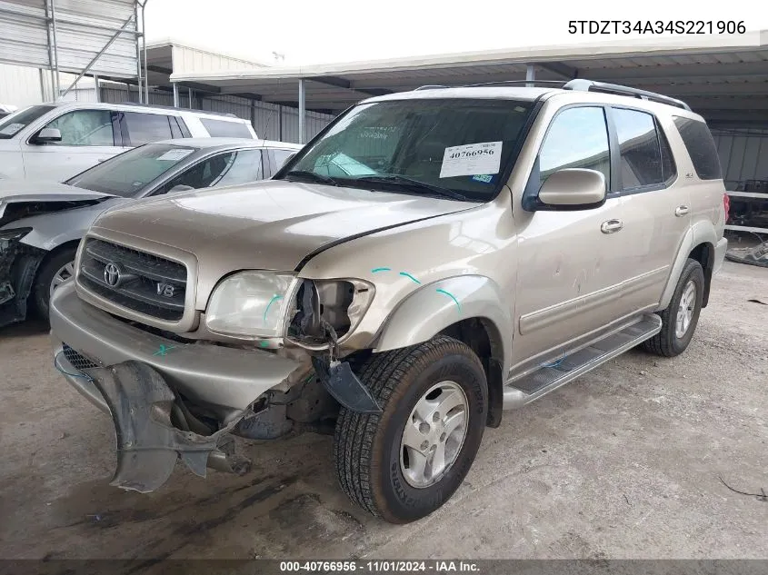 2004 Toyota Sequoia Sr5 V8 VIN: 5TDZT34A34S221906 Lot: 40766956