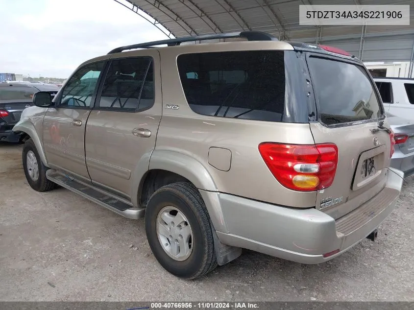 2004 Toyota Sequoia Sr5 V8 VIN: 5TDZT34A34S221906 Lot: 40766956