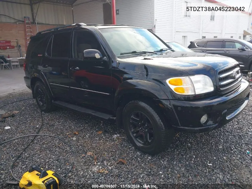 2004 Toyota Sequoia Limited V8 VIN: 5TDZT38A04S223042 Lot: 40786507