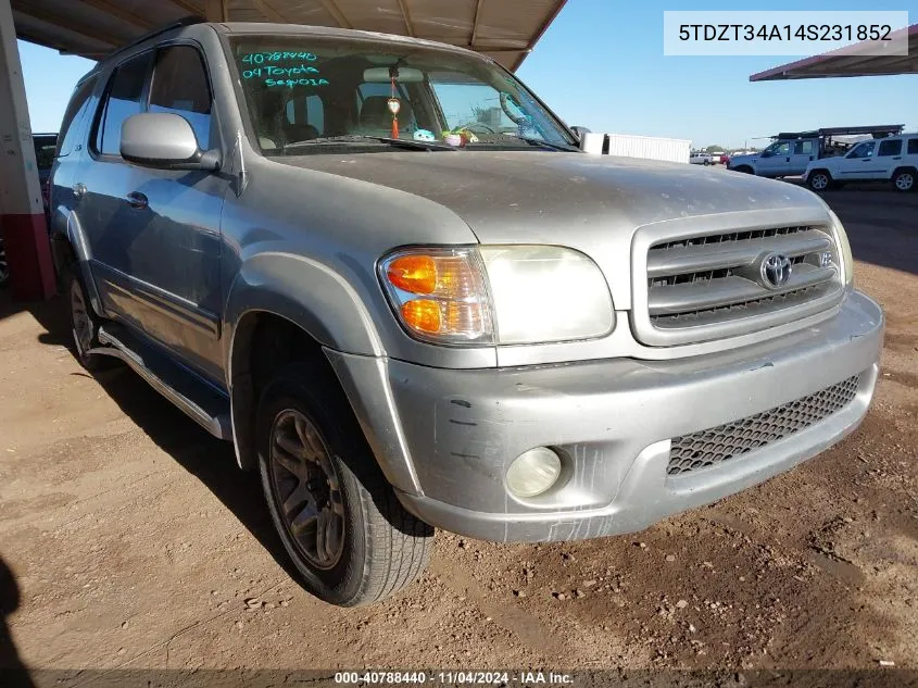 2004 Toyota Sequoia Sr5 V8 VIN: 5TDZT34A14S231852 Lot: 40788440