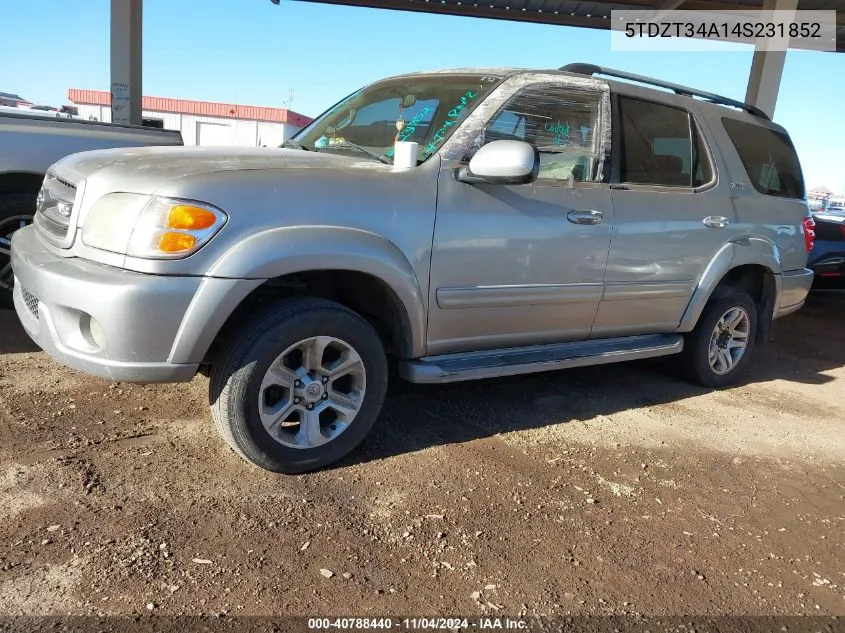 2004 Toyota Sequoia Sr5 V8 VIN: 5TDZT34A14S231852 Lot: 40788440